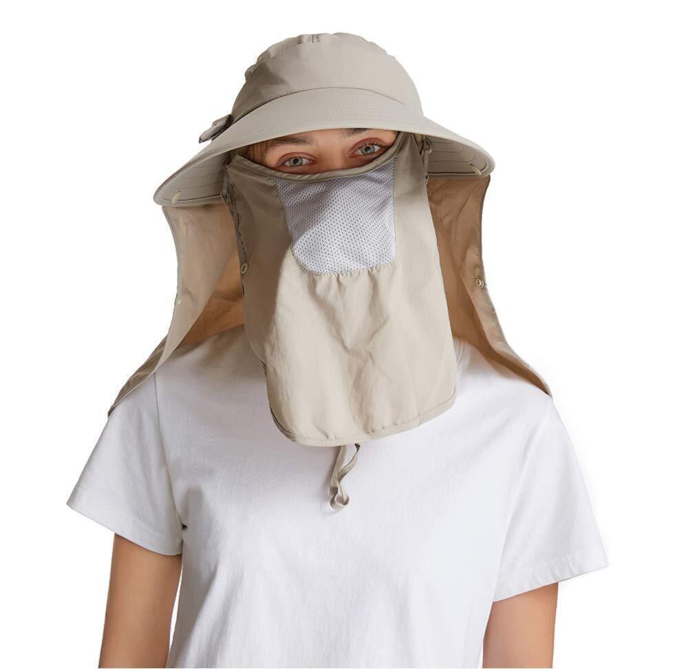 1196 Sun Hats Fishing Hat UPF+50 Detachable Face Mask Neck Flap Visor Wide